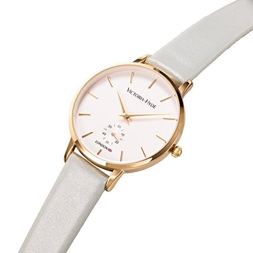 VICTORIA HYDE Women Watches Genuine Leather Strap Second Hand Analog Quartz Watch with Light Gold Case Wrist Watches for Ladies Gifts for Her - Image 3