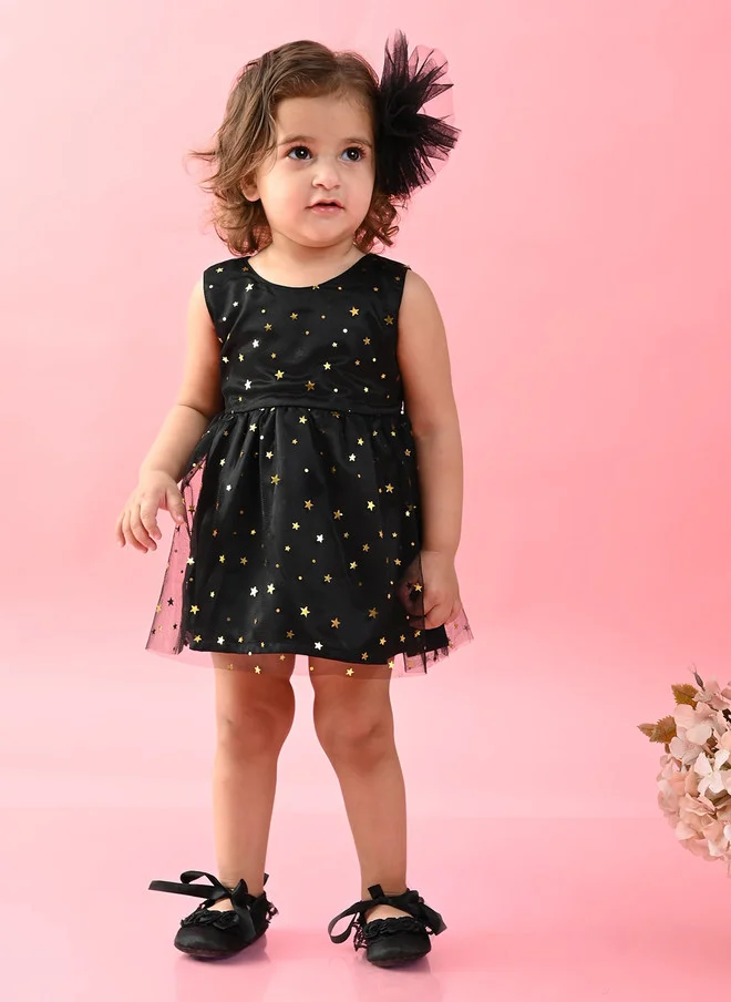 Saka Designs Shimmery Black A-Line Dress for Girls