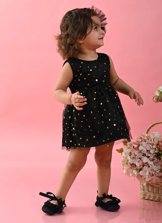 Saka Designs Shimmery Black A-Line Dress for Girls