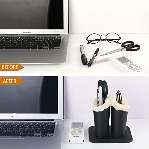 Siveit Eyeglass Holders, PU Leather Eyeglass Holder Stands with Soft Plush Lining - 2 Packs (Black, 1 Pack, 2 Slots) - Image 3
