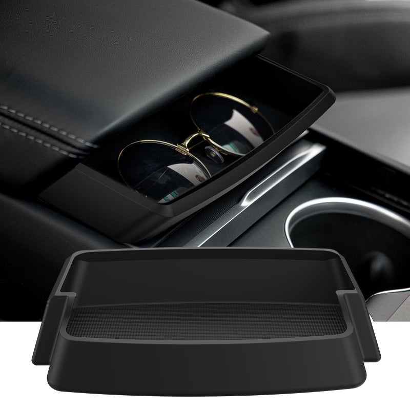vnkesno 2025 Center Console Sunglasses Holder for Tesla Model Y Juniper Model 3 Highland Soft Silicone Armrest Key Card Phone Holder Storage Box for 2025 2026 Model Y Juniper Model 3 Highland Accessories - Image 3