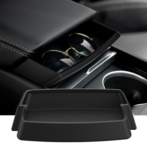 vnkesno 2025 Center Console Sunglasses Holder for Tesla Model Y Juniper Model 3 Highland Soft Silicone Armrest Key Card Phone Holder Storage Box for 2025 2026 Model Y Juniper Model 3 Highland Accessories - Image 1