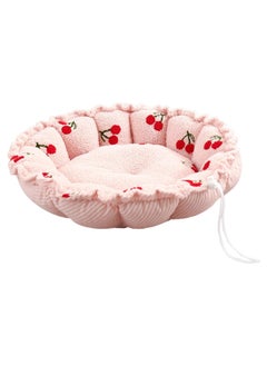 A.M Cat Beds for Indoor Cats - Anti-Anxiety Flower Cuddler Warming Cozy Soft Round Bed, Cozy Soft Plush Cushion Bed for Small Medium Dogs and Cats Pink L  - Image 3