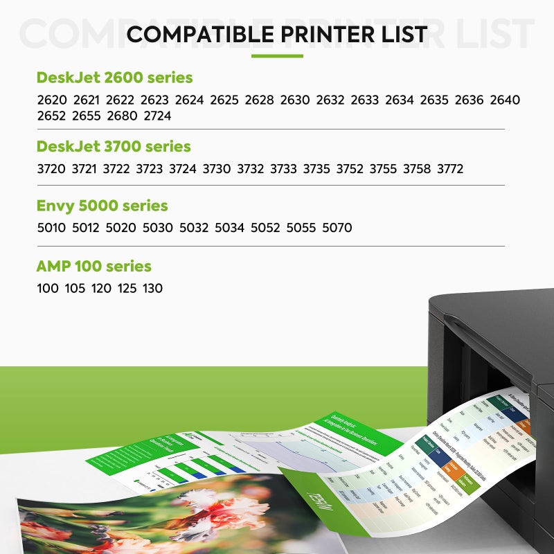 TESEN 65XL Ink Cartridges High-Yield Replacement for HP Ink 65 XL HP65 HP 65 Ink Cartridges Black Color Combo Pack use with HP Envy 5055 5000 5052 Deskjet 3755 3700 3752 2600 2622 2652 Printers (2-Pack) - Image 2