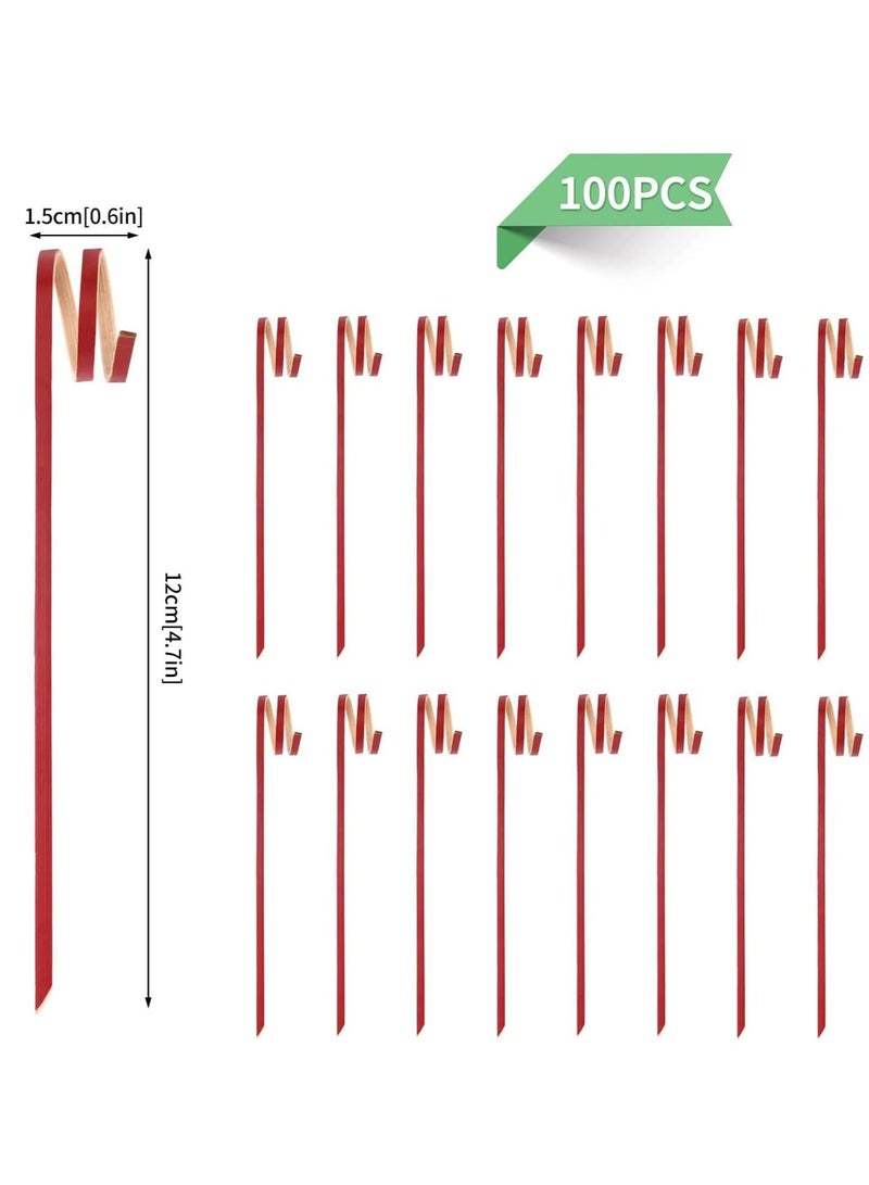 KASTWAVE 100 PCS Cocktail Stick Bamboo Fruit Sticks Wooden Toothpicks (12cm) for Party Tapas Nibbles Canapes Appetiser Fruit Skewer BBQ Sandwich Bento Accessory Pick Food - Image 4