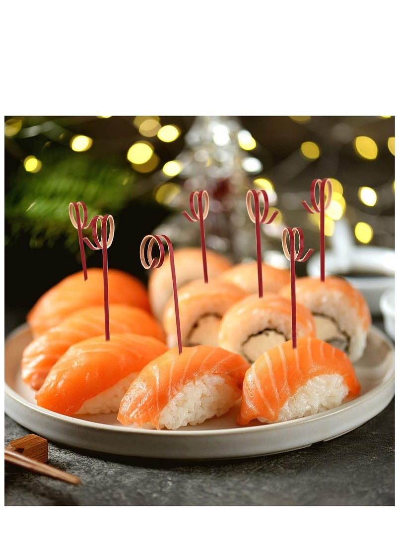 KASTWAVE 100 PCS Cocktail Stick Bamboo Fruit Sticks Wooden Toothpicks (12cm) for Party Tapas Nibbles Canapes Appetiser Fruit Skewer BBQ Sandwich Bento Accessory Pick Food - Image 5