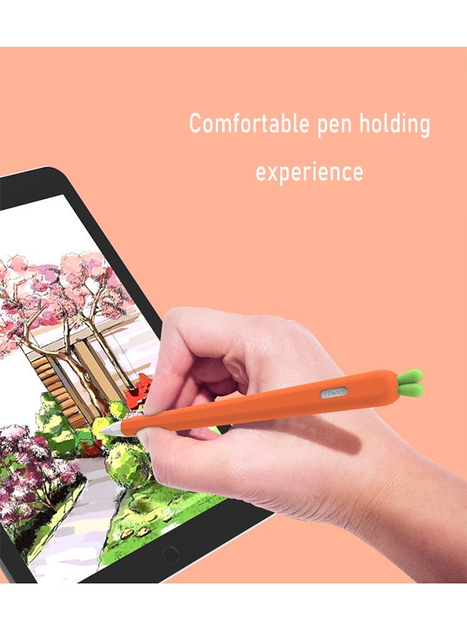 Carrot Shaped Condenser Pen Case for iPencil 2nd Generation, Carrot Shaped Stylus Cover, Silicone Screen Touch Pen Grip Holder (Orange) - Image 4