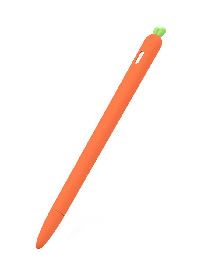 Carrot Shaped Condenser Pen Case for iPencil 2nd Generation, Carrot Shaped Stylus Cover, Silicone Screen Touch Pen Grip Holder (Orange) - Image 1