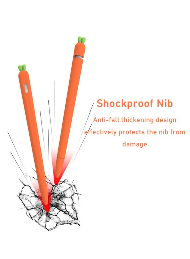 Carrot Shaped Condenser Pen Case for iPencil 2nd Generation, Carrot Shaped Stylus Cover, Silicone Screen Touch Pen Grip Holder (Orange) - Image 5