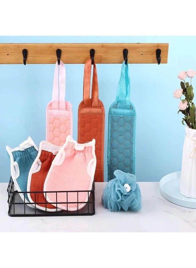 3pcs Body Scrub Tools Bath Sponge Bath Loofah Back Cleaner Exfoliating Gloves - Image 2