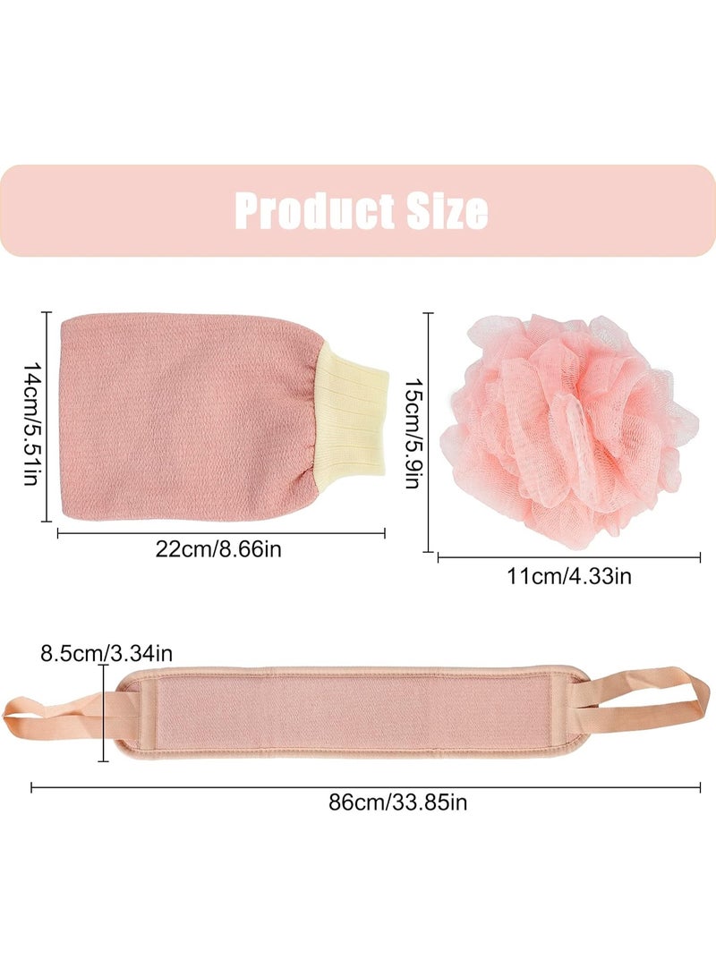 3pcs Body Scrub Tools Bath Sponge Bath Loofah Back Cleaner Exfoliating Gloves - Image 5