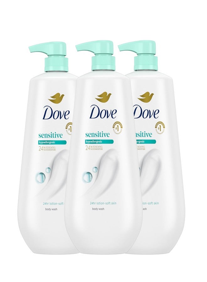 Dove Body Wash 3 Count Sensitive Skin For 24hr Lotion-Soft Skin Moisturizing Skin Cleanser Gentle Hypoallergenic Formula with No Sulfates No Parabens - Image 1