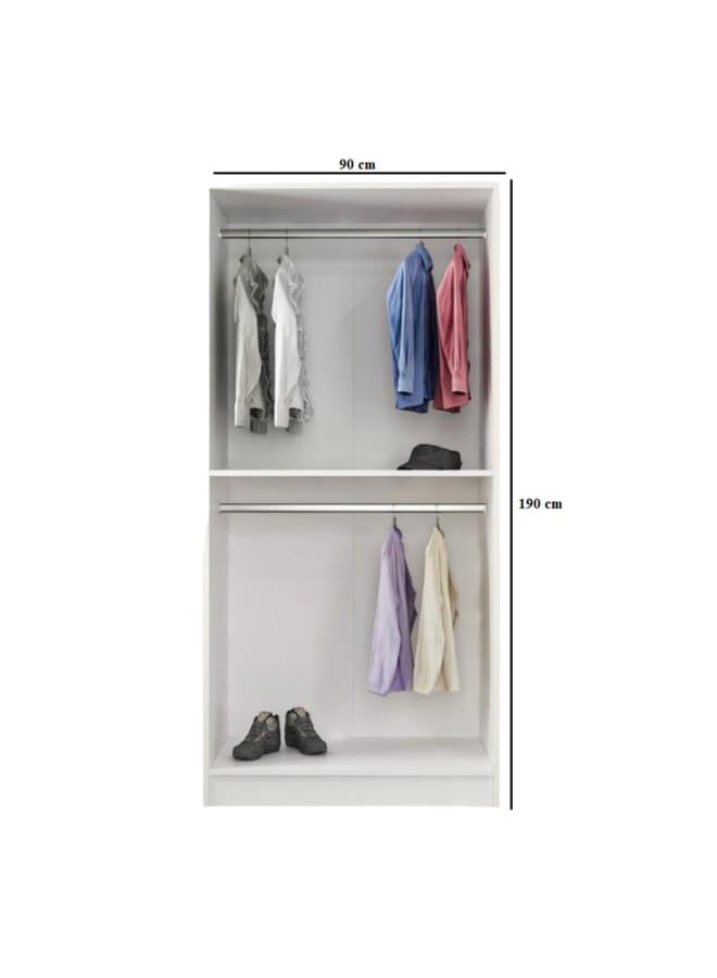 Retro Wardrobe 90x190x50cm - White - Image 3