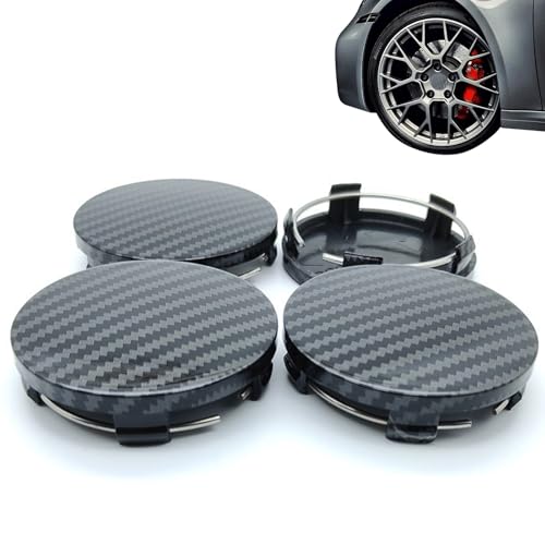 ijuicy 4 PCS Wheel Center Caps Wheel Hub Caps Modification Decoration ABS RustProof Durable Snapin Center Caps for Rims Carbon Fiber Black - Image 1