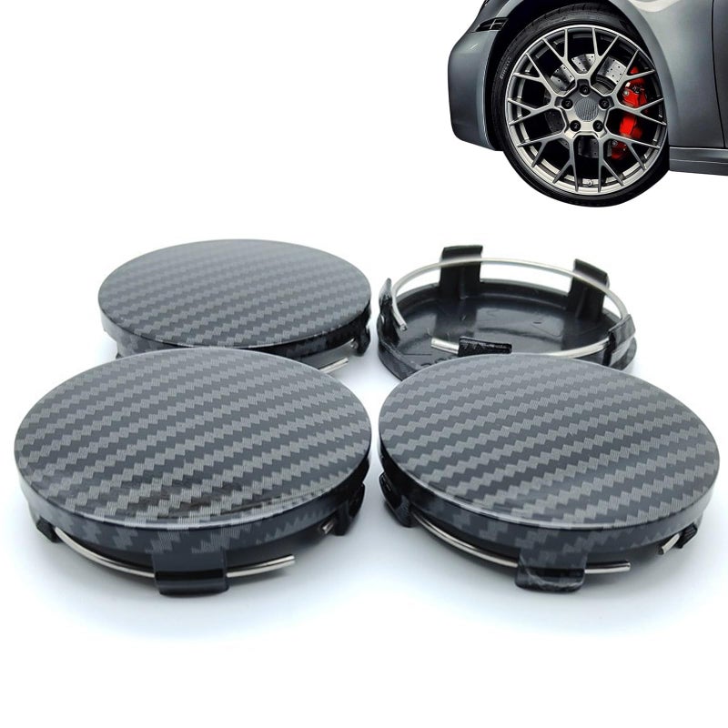 ijuicy 4 PCS Wheel Center Caps Wheel Hub Caps Modification Decoration ABS RustProof Durable Snapin Center Caps for Rims Carbon Fiber Black - Image 3