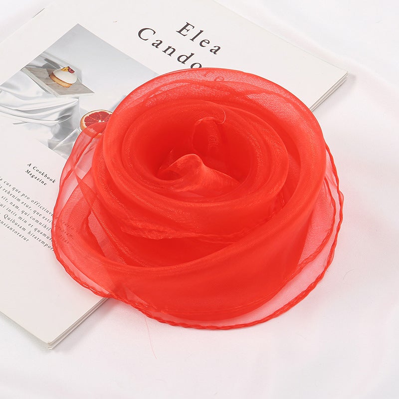 Kids Performance Dance Scarf - Orff Props Candy Color 7# Red  - Image 1