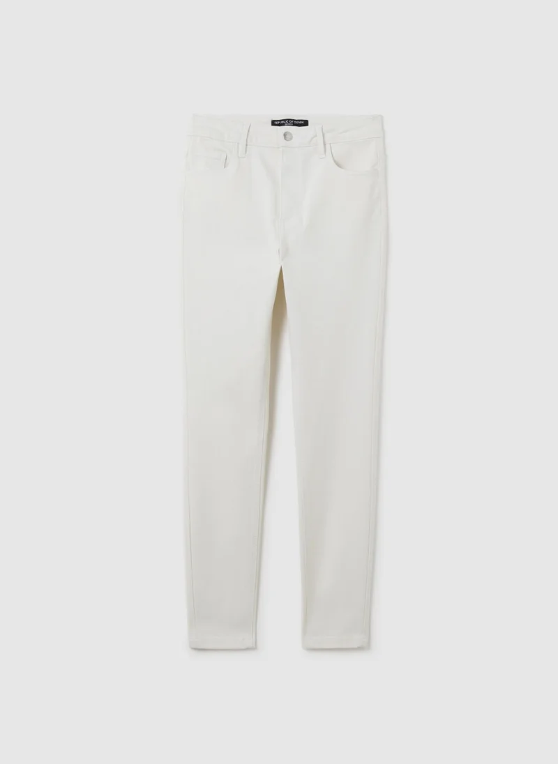 او في اس WOMEN'S WHITE SKINNY FIT DENIM JEANS