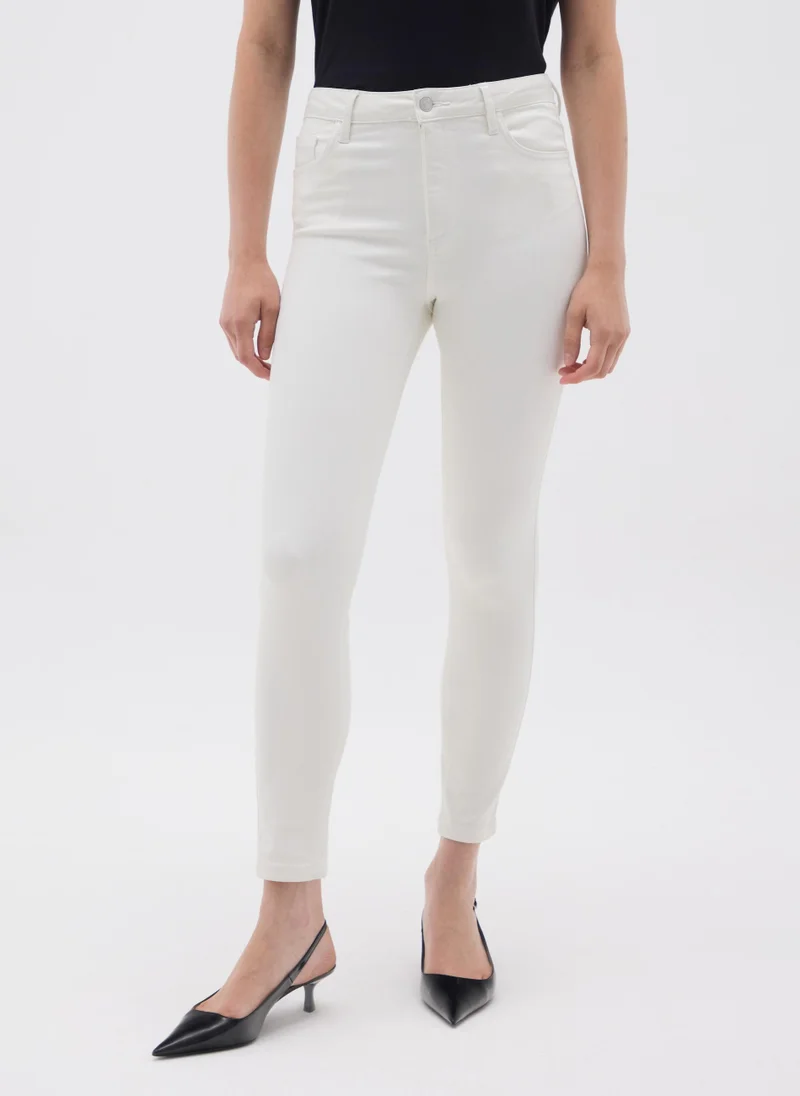 او في اس WOMEN'S WHITE SKINNY FIT DENIM JEANS