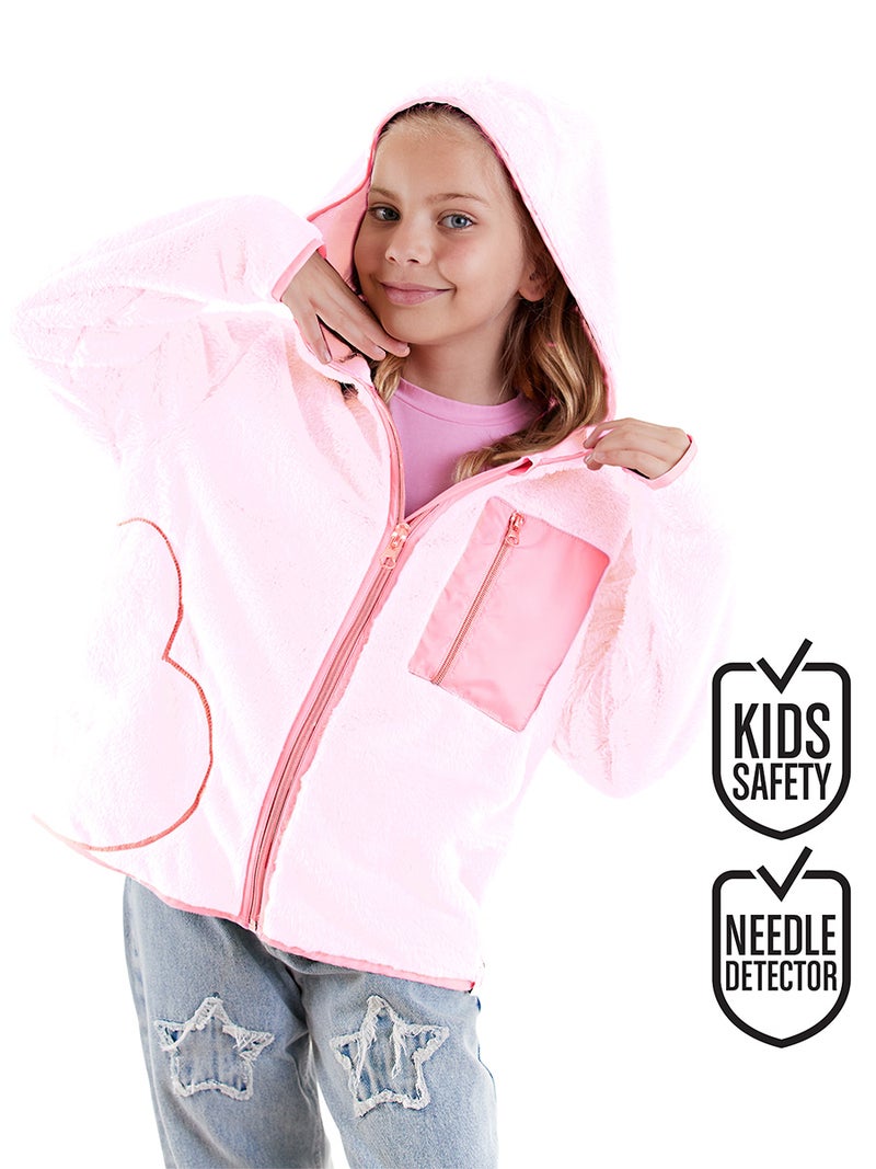 Denokids Heart Girl Ultra Soft Fleece Coat - Image 1
