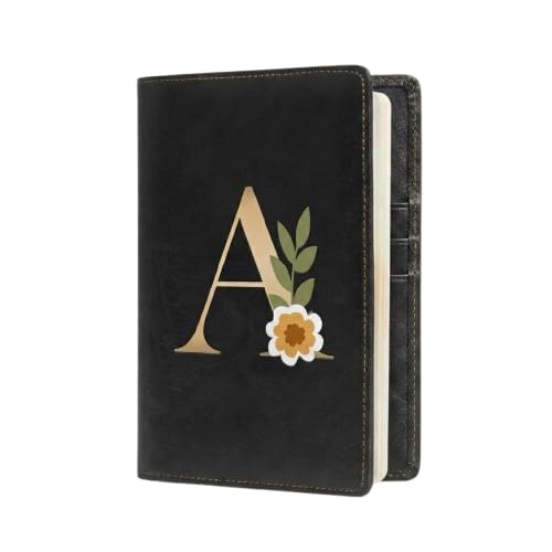 The Messy Corner Blossom |Personalized Vegan Leather Passport Cover| – |Travel Organizer| with Name Initials & Card Slots | Handcrafted Unisex Gift | Black - Image 1