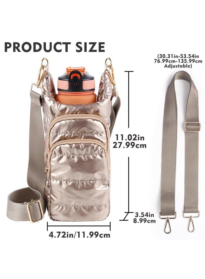 Dealkion Puffer Water Bottle holder with Strap Quilted Water Bottle Carrier Bag Hydrobag Crossbody Bags Sling Purse for Women Gifts - Image 5