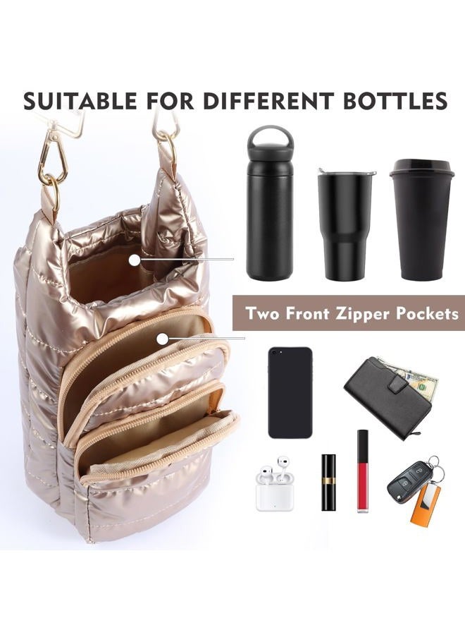 Dealkion Puffer Water Bottle holder with Strap Quilted Water Bottle Carrier Bag Hydrobag Crossbody Bags Sling Purse for Women Gifts - Image 4