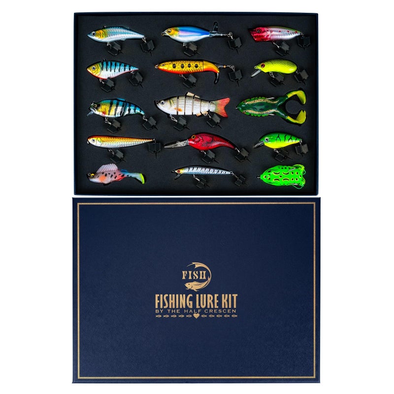 HALF CRESCEN Fishing Lures Kit for Diving Bass/Trout/Pike with Lifelike Action, Fishing Gear Set for 2025 Xmas (Gift Box 1) - Image 1