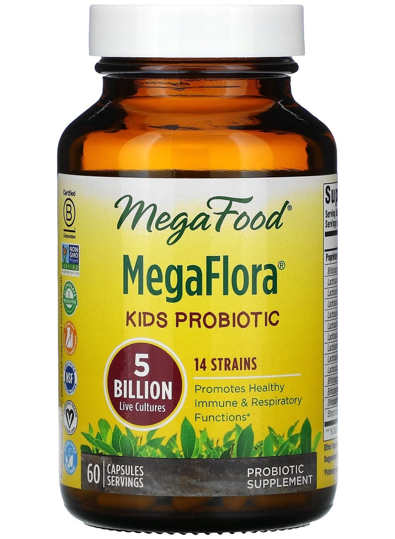 MegaFood Kids Probiotic, MegaFlora, 5 Billion CFU, 60 Capsules