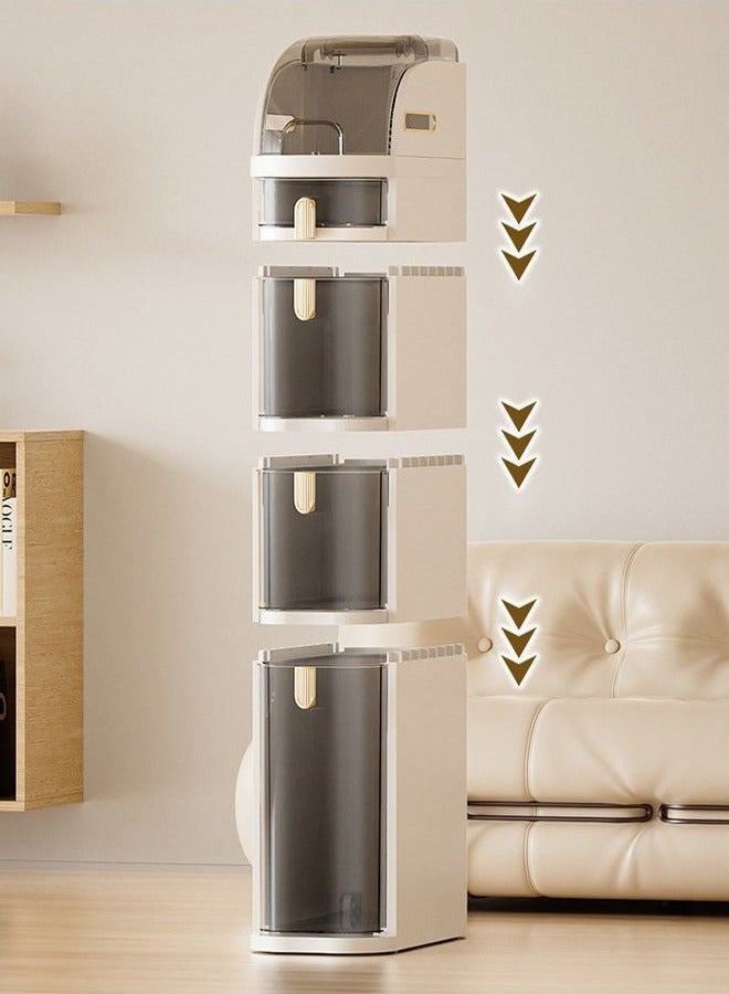 keke 4 Tier Slim Rolling Floor Cabinet Freestanding Narrow Storage Organizer with Clear Doors and Rounded Drawers for Bathroom and Kitchen - Image 4