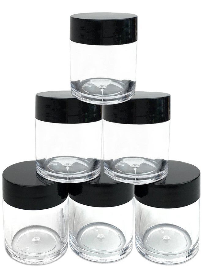 Beauticom 6 Piece 1 oz. USA Acrylic Round Clear Jars with Flat Top Lids for Creams, Lotions, Make Up, Cosmetics, Samples, Herbs, Ointments (6 Pieces Jars + Lids, BLACK) - Image 1