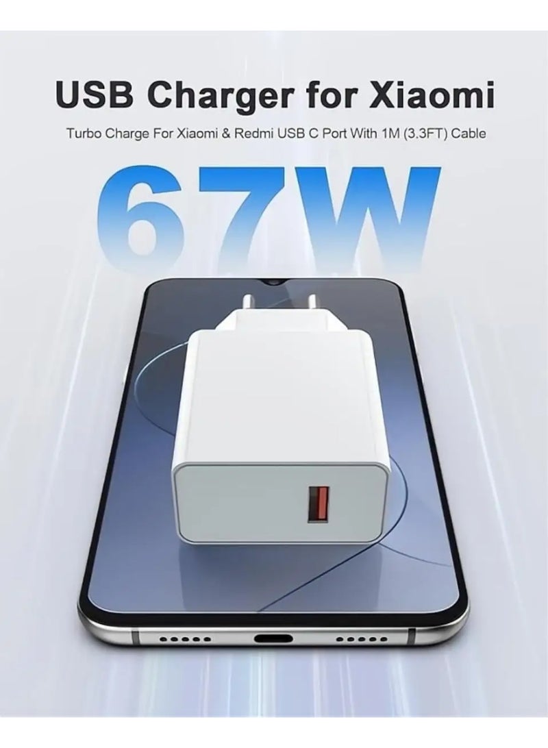 ستار شاحن سريع 67 واط مع كابل USB C 6A 1M لشحن شاحن Mi Turbo، شاحن سريع مع كابل USB C لهواتف Xiaomi وRedmi - Image 4