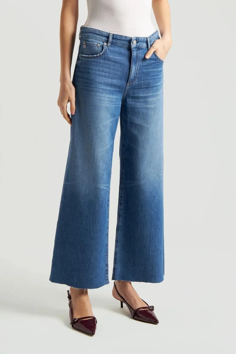 Ag Jeans Elevated Wide-Leg Cropped Denim Jeans