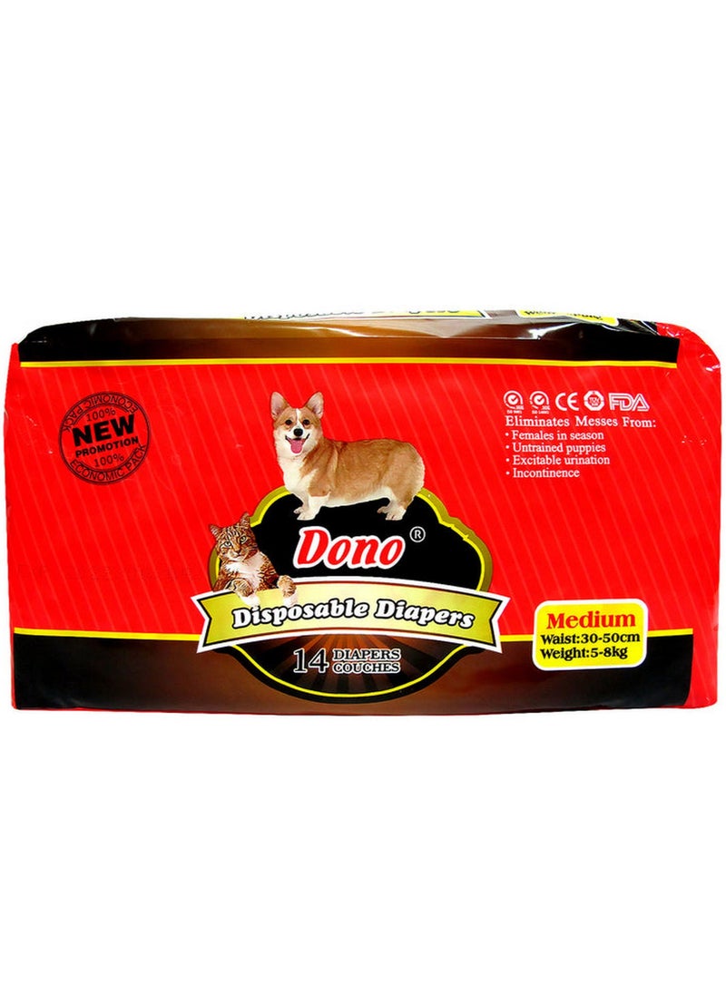 Dono - Disposable Diapers Super Absorbent Medium 14 Pcs - Image 1