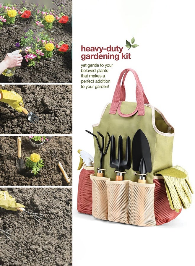 يوفان مجموعة أدوات البستنة من 9 - مجموعة أدوات الحديقة الكاملة تأتي مع حقيبة وقفازات,مجموعة أدوات الحديقة مع زجاجة الرش في الداخل والخارج - مجموعة أدوات الحديقة المتينة مجموعة أدوات الحديقة المثالية هدايا للنساء والرجال - Image 5