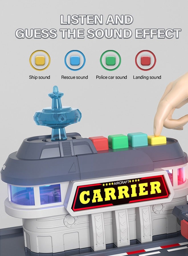 GROIC Aircraft Carrier Ship Toy for Kids, Aircraft Carrier Set with 2 Planes, 1 Tucker and 2 Police Cars and 2 Own Guns, Cannon, Track, Radar, Parking Apron, DIY Construction Educational Building Blocks Toy - Image 5