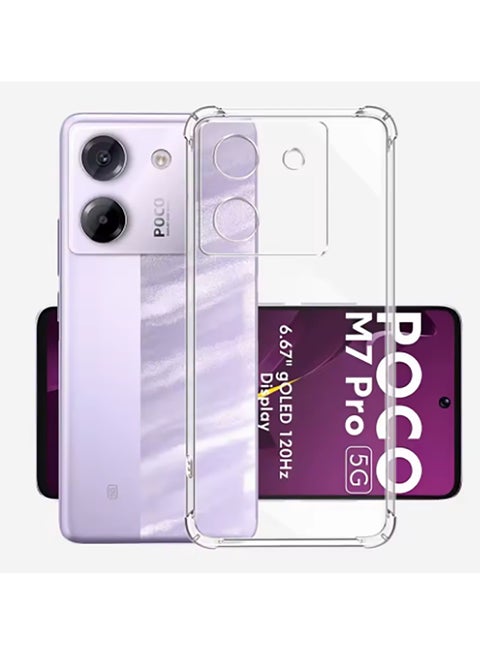Case for Poco M7 Pro Clear TPU Four Corners Grade Protection Cover Transparent Silicone