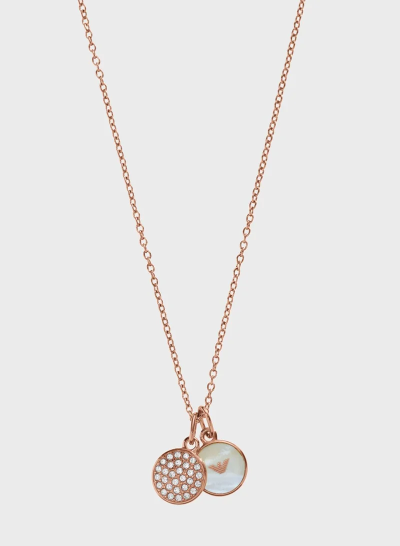 EMPORIO ARMANI Embellished Logo Pendant Necklace