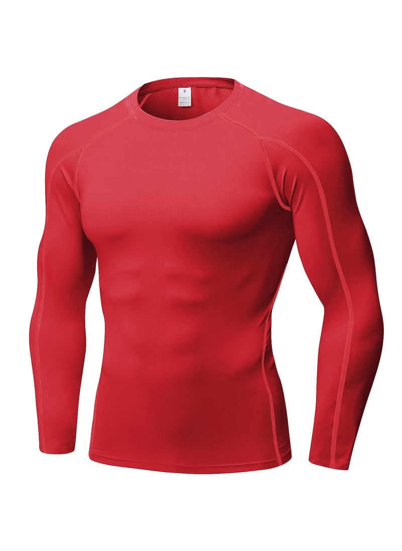 Loquat Men Quick Dry Breathable Long Sleeve Shirt Red  - Image 1