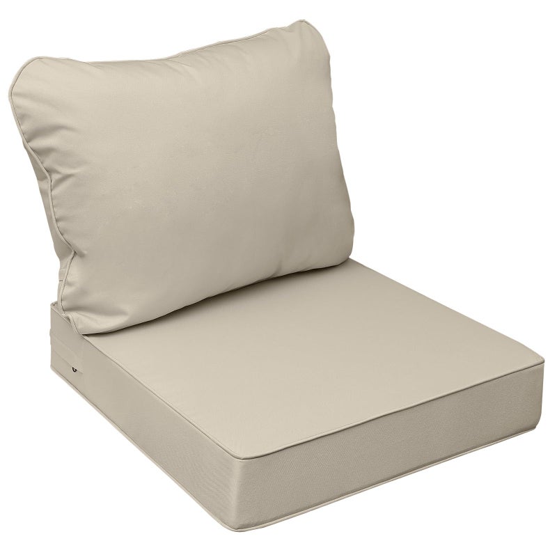 AAAAAcessories Outdoor Seat Cushions for Chairs, Fade-Resistant, Waterproof Patio Furniture Replacement Cushions, 24" x 24" x 5" + 24" x 19", Beige - Image 1
