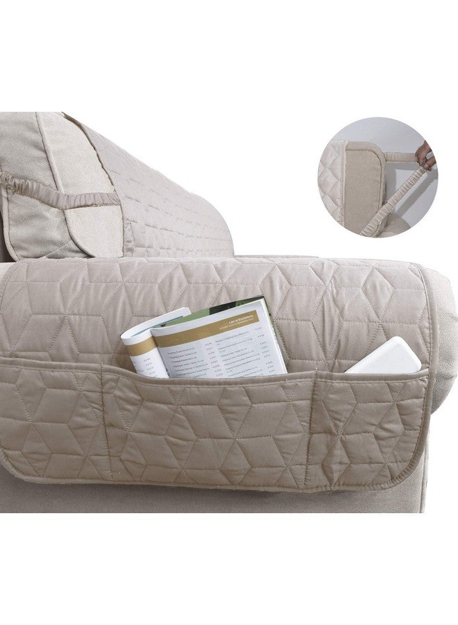 Ameritex Chair Cover With Anti-Skip Dog Paw Print 100% Water-Resistant Quilted Furniture Protector Slipcover For Dogs, Children, Pets Chair Slipcover For Leather Couch (Beige, 23'') - Image 4