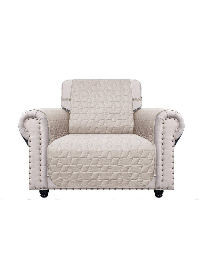 Ameritex Chair Cover With Anti-Skip Dog Paw Print 100% Water-Resistant Quilted Furniture Protector Slipcover For Dogs, Children, Pets Chair Slipcover For Leather Couch (Beige, 23'') - Image 1