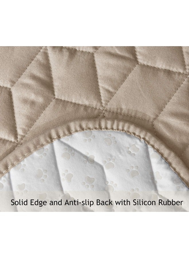 Ameritex Chair Cover With Anti-Skip Dog Paw Print 100% Water-Resistant Quilted Furniture Protector Slipcover For Dogs, Children, Pets Chair Slipcover For Leather Couch (Beige, 23'') - Image 5