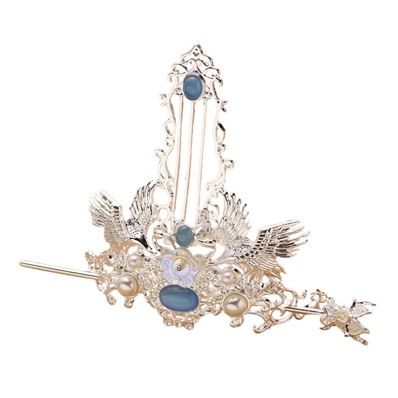 KALLORY 1 Set Chinese Hanfu Hair Stick Chinese Traditional Hair Crown Tassel Hair Stick Hairpin for Women