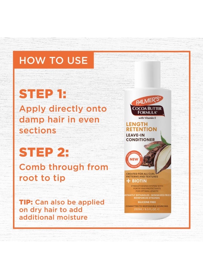 PALMER'S Cocoa Butter & Biotin Leave-In Coconut Conditioner For All Hair Types For Hair Length Retention, Streghthening & Enhanced Shine - 250Ml, 1 Count  - Image 4