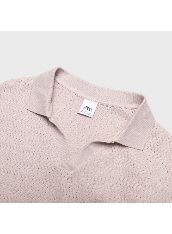 Zara men's Fashion Breathable Solid Color Polo Shirt With Collar - Image 4