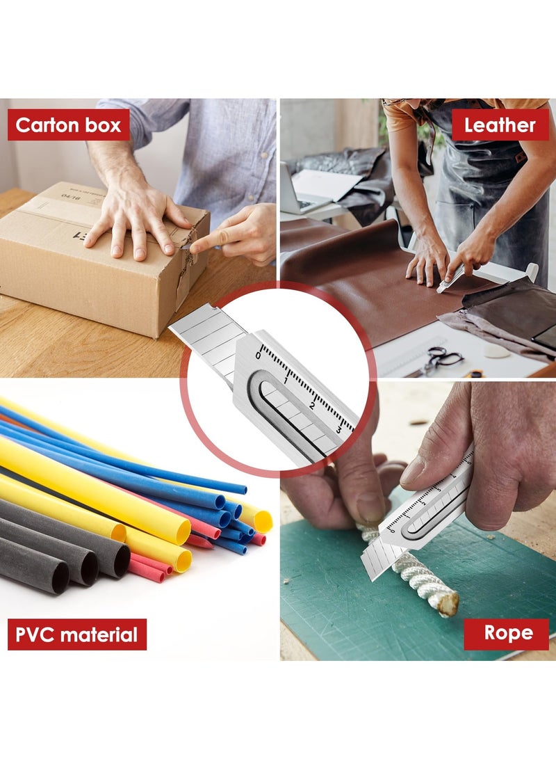 SYOSI SYOSI 2 Pcs Utility Knife, Stainless Steel Retractable Box Cutter, Multifunctional Utility Knife with 10 Pcs Replaceable Blades for Office, Home, School  - Image 5