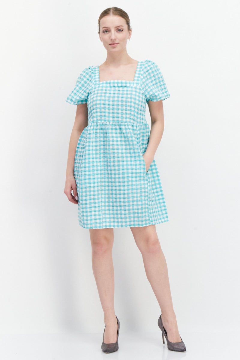 trendyol Women Gingham Print Mini Dress, Multicolor - Image 3