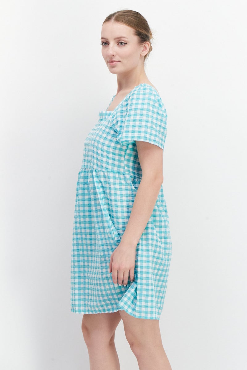 trendyol Women Gingham Print Mini Dress, Multicolor - Image 4