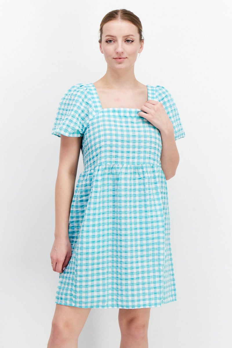 trendyol Women Gingham Print Mini Dress, Multicolor - Image 1