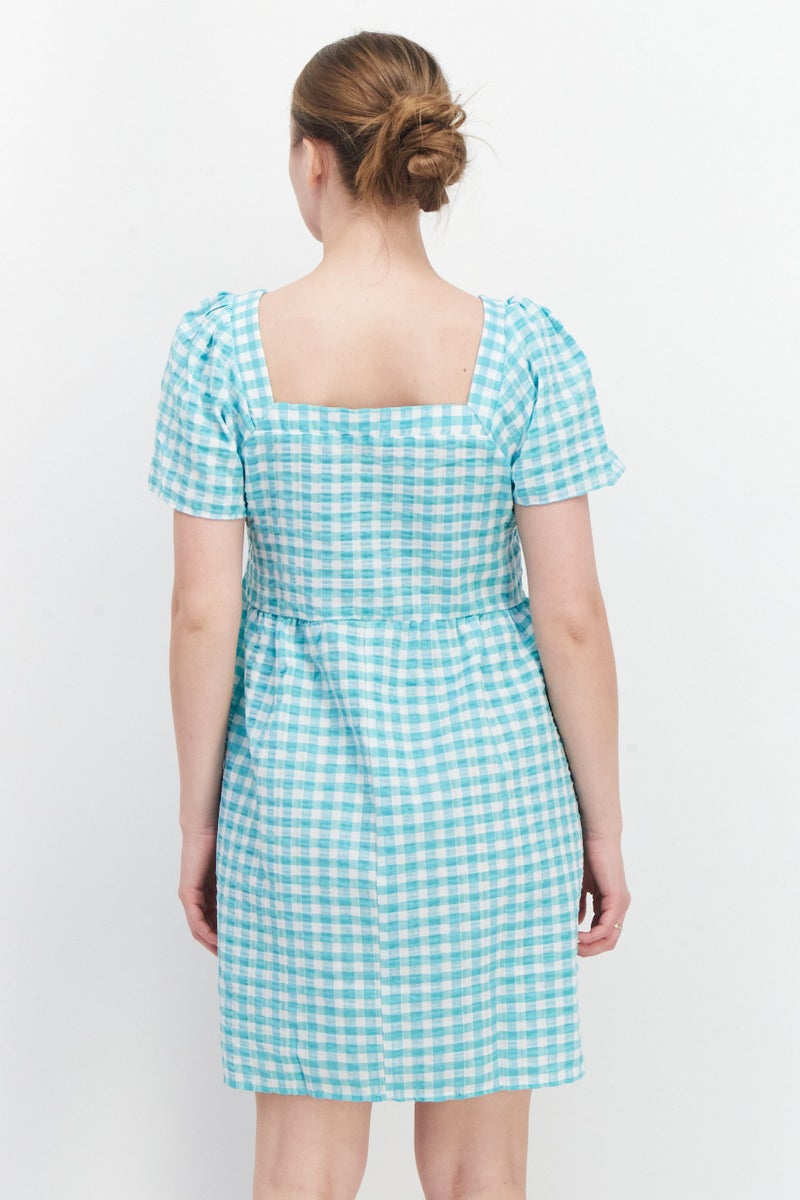 trendyol Women Gingham Print Mini Dress, Multicolor - Image 2